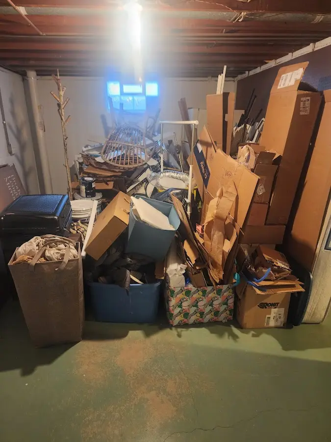 Roll-off dumpster container at job site for 2 Yard Dumpster Rental in Libertyville